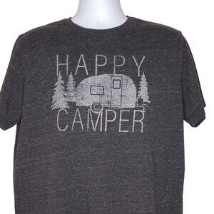 State of Mine Mens T Shirt Happy Camper XL Gray Short Sleeve Tee Camping Hiking